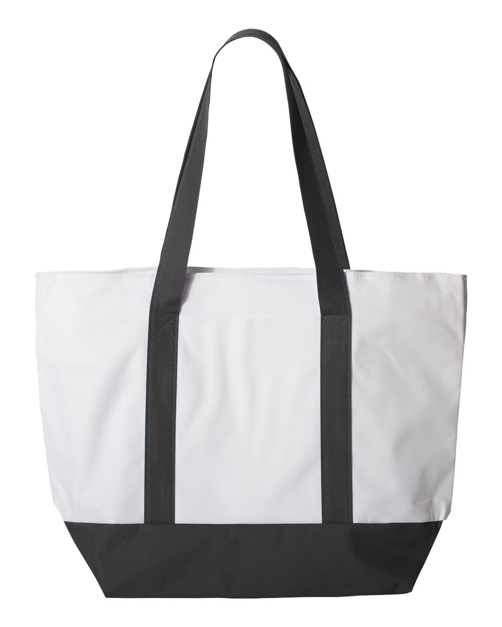 Contrasting color handle two color jumbo tote bag