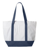 Jumbo size grocery shopping boat tote with interior zipper pocket