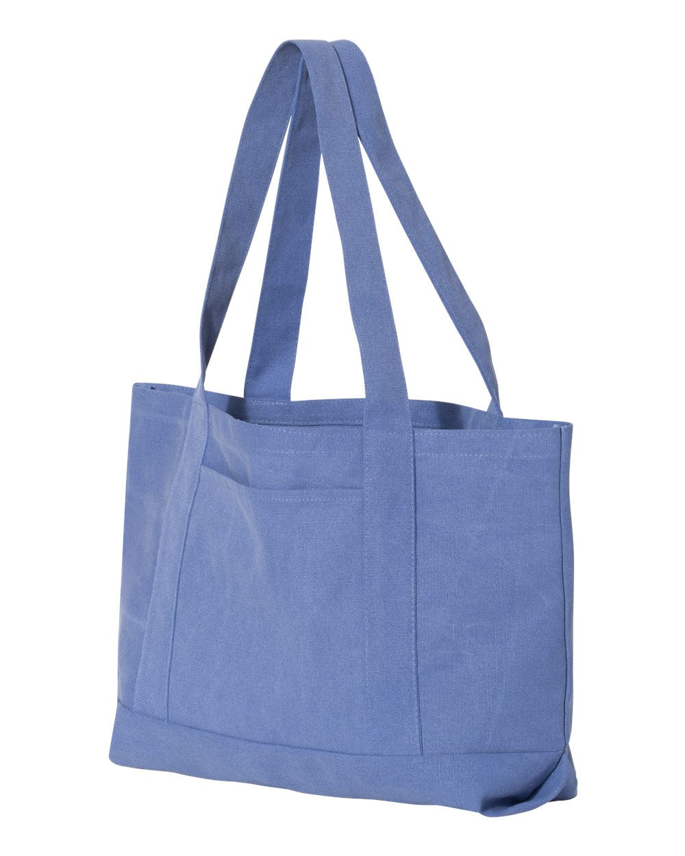 color handle exterior pocket tote bag