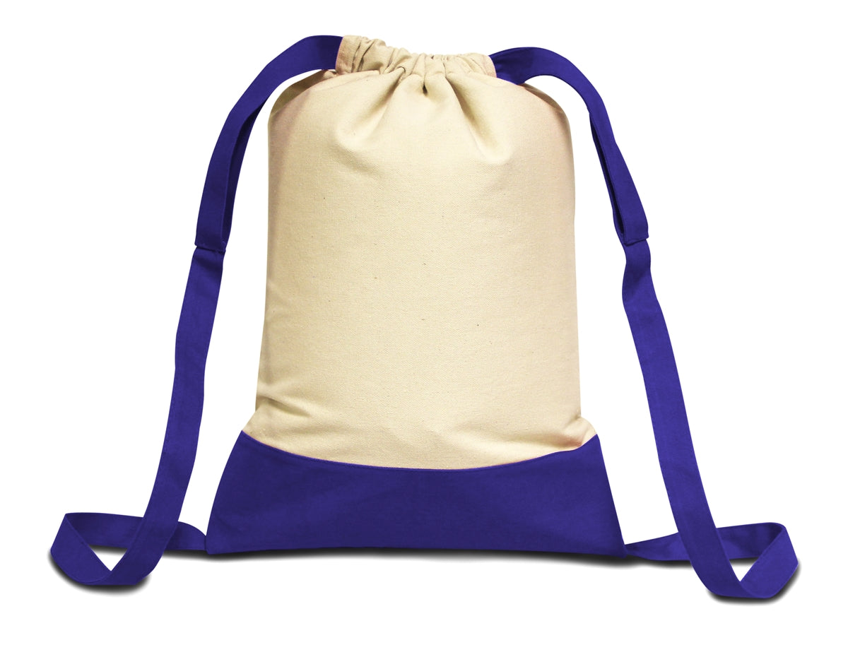 Cotton Canvas Two Color Drawstring Bags
