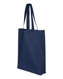 Economical Cotton Gusseted Tote Bag Navy Side Wholesale Customization