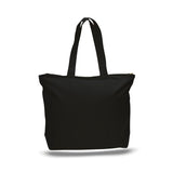Heavy duty cotton tote bag with zippered pockets