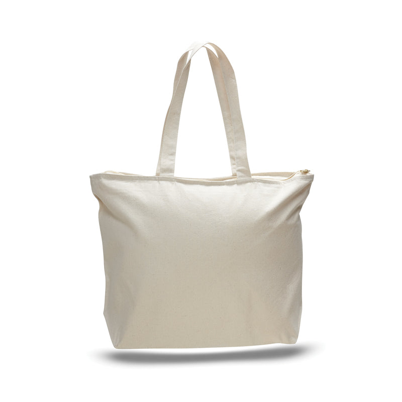 Heavy Canvas Large Zipper Tote with Long Handles