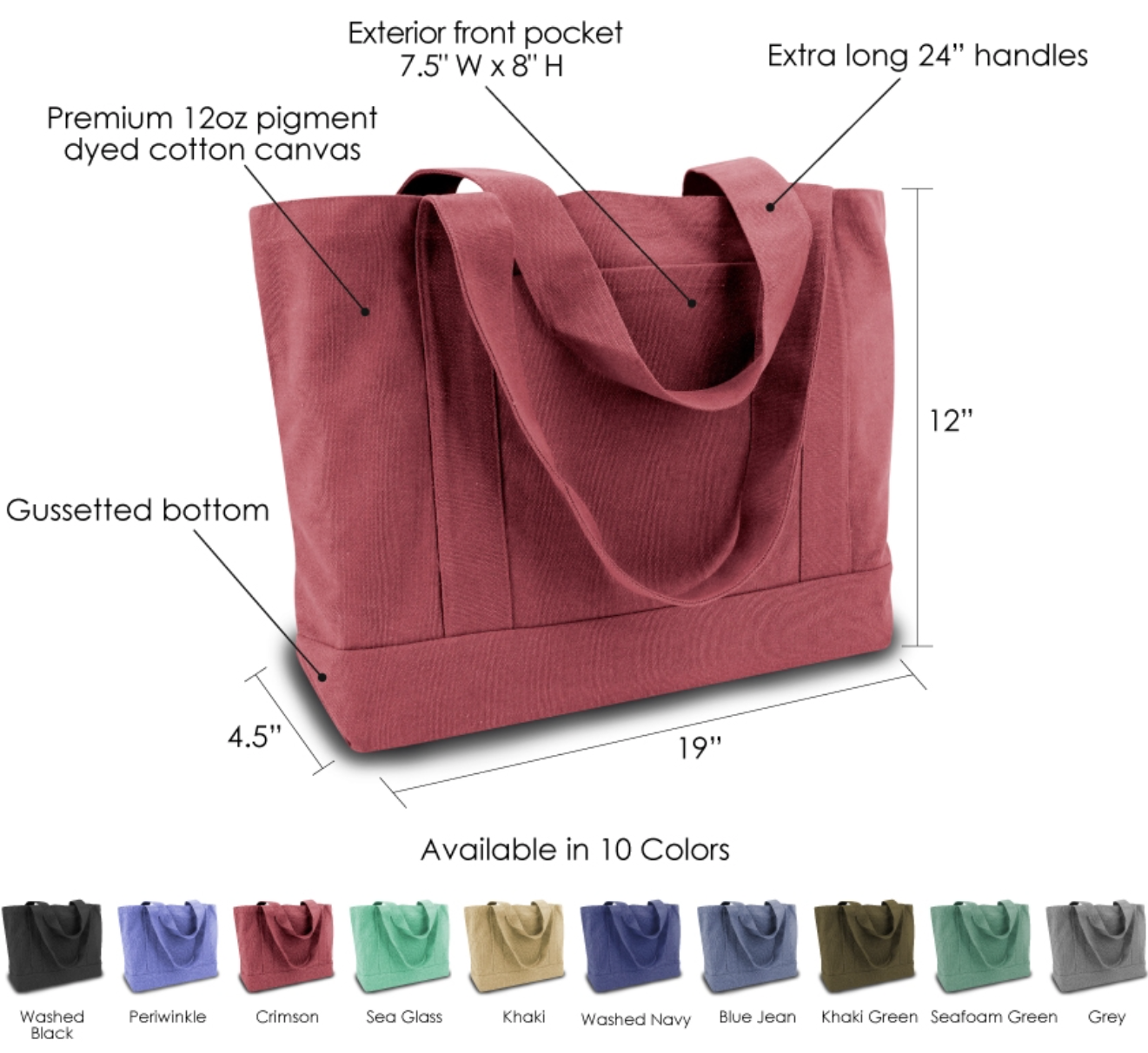 large heavy cotton canvas tote bag