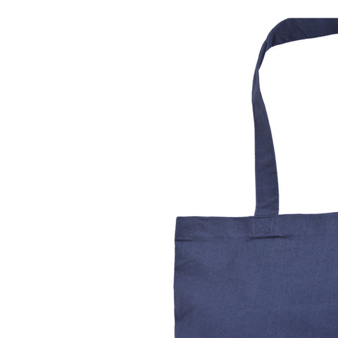 Large Navy Blue Cotton Tote Bag With White Custom Print