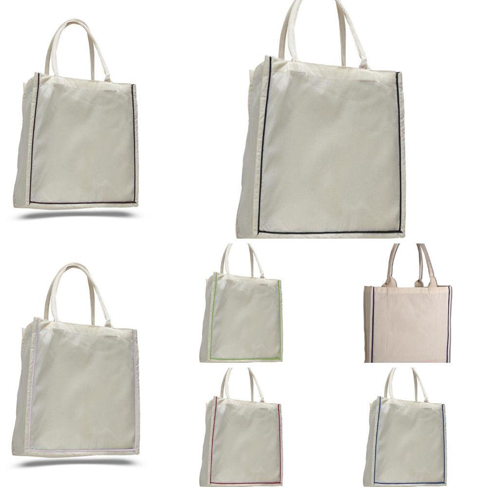 Full Gusset Color stripe Cotton Tote Bag