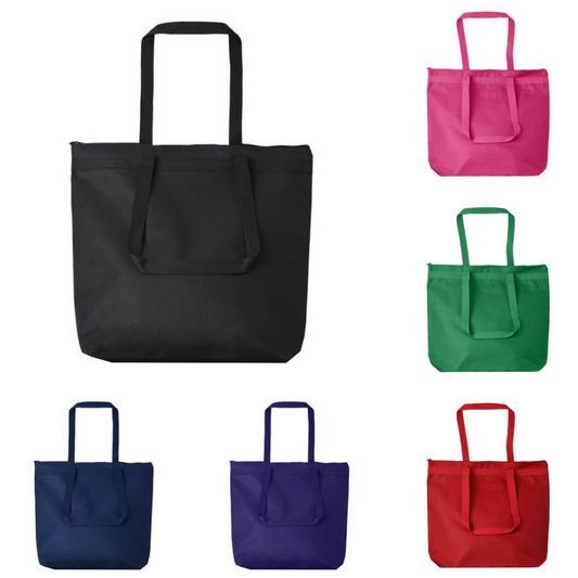 Large Zippered Polyester Tote Bag