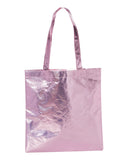 promotional brillant metallic pink color poly tote bag