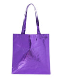 customizable metallic purple color shiny tote bag