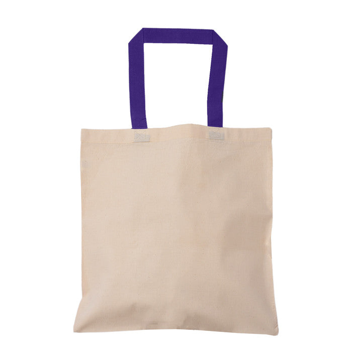 Economical Cotton Tote Bag With Colored Handles Promotional Customization Screenprint Wholesale