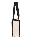 Heavy Canvas Tote With Contrast Color Handles and Side Trim