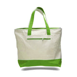 12 oz cotton canvas large tote with zippered pockets