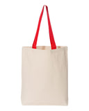large canvas tote bag with color handle bottom gusset