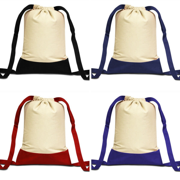 Cotton Canvas Two Color Drawstring Bags